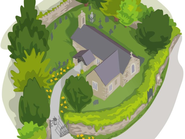 Churchyard Aerial View Illustrations