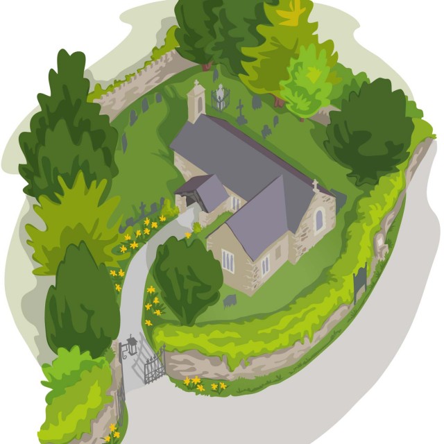 Churchyard Aerial View Illustrations