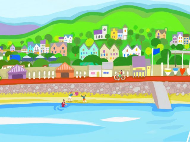 Seaside postcard illustration