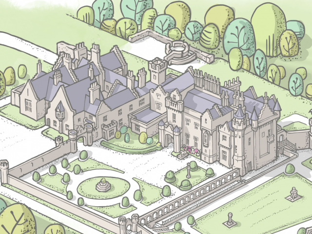 Baronial Scottish Mansion aerial map