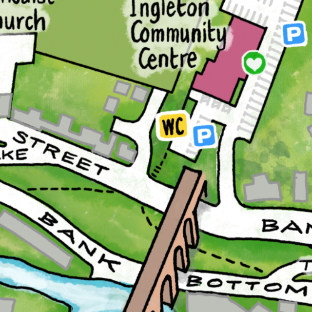 Watercolour Parish map for tourists