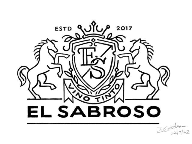 Modern Line Style Wine Label Coat of Arms