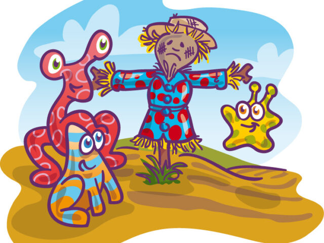Alien Characters Scarecrow Educational Storybook Illustrations